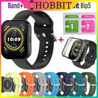 สายนาฬิกาข้อมือสายสำหรับ Huami Amazfit กรอบ Bip5ฝาครอบฟิล์มกระจกแบบเปลี่ยนได้สำหรับ Amazfit Bip 3 3Pro Bip U Pro สร้อยข้อมือเงินแฟชั่นข้อมือ