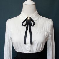 【cw】 British Korean Version Collar College Uniform Shirt JK Hotel Stewardess Bank Bow Tie !