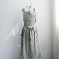 Elegant Nordic Wind Pleated Skirt Cotton Linen Apron Coffee Shops and Flower Shops Work Cleaning Garden Home Aprons for Woman