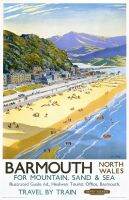 พิมพ์โปสเตอร์ผ้าไหมศิลปะการเดินทางย้อนยุค Barmouth Trail ขนาด24X36นิ้ว0809