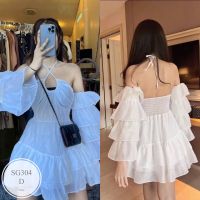 ML304  Dress เดรสสั้นเว้าช่วงอก สายผูกคอ ด้านหลังสมอคหลัง กระโปรงแต่งระบายชั้นๆ  แขนระบายหลายชั้น ของมันต้องมีรีบสอยนะค้าาา  เนื้อผ้า Frabic ผ้าซาร่าเนื้อดี    สี (Color) 5 สี ขาว ชมพูม่วง แดง ครีม น้ำตาล  ขนาด &amp;gt;&amp;gt; รอบอก(Bust) 32-36" รอบเอว(Waist) 26-30" ส