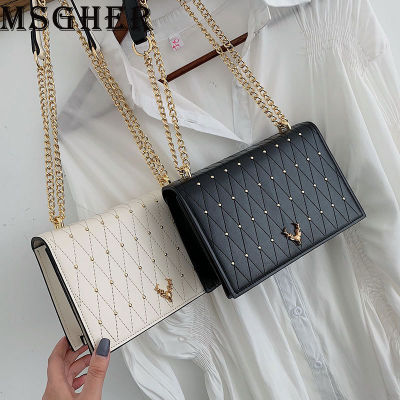 MSGHER Mini Shoulder Bags Women Plaid Chain Small Square Bags Female Fashion Diamonds Crossbody Bags with PU Synthetic Leather