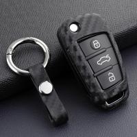 สำหรับออดี้ A1 A3 S3 Q3 Q7 TT คาร์บอนไฟเบอร์รถ Key FOB โซ่ปกกรณีผู้ถือ