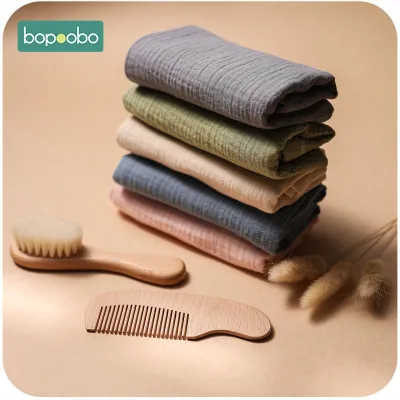 Bopoobo New Baby Shower Set Multicolor Boxed 100 Cotton Bath Towels Children Wooden Soft Wool Bath Brush Comb Kids Toiletries