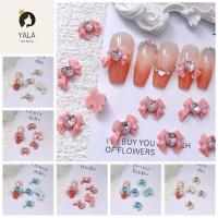 YALA 10Pcs/set เลิฟคริสตัลเจาะเล็บ โบว์ตกแต่งเล็บ อุปกรณ์ทำเล็บ DIY เครื่องประดับเล็บรูปโบว์หัวใจ อุปกรณ์ตกแต่งเล็บกุทัณฑ์ หวานหวานแหววว วัสดุตกแต่งเล็บ ร้านทำเล็บ