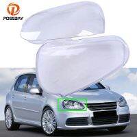 POSSBAY หน้ากากเลนส์โคมไฟด้านขวาฝาครอบเลนส์ไฟหน้ารถ1คู่สำหรับ VW Golf/gti/jetta Wag/ Sedan Rabbit 2004-2010