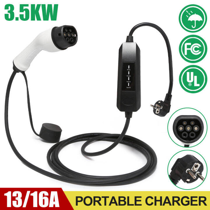 JPK【Ready Stock】13A/16A 3.5kW Portable Electric Vehicle Charger Type 2 ...