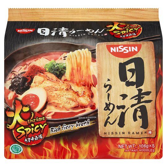 Nissin Ramen Uma-Kara Spicy Rich Fiery Broth 5 Pack (1 แพ็ค มี 5 ซอง) มีฮาลาล EXP 24/11/23