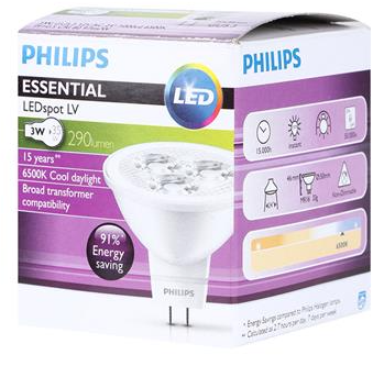 หลอด-led-mr16-3w-12v-warmwhite-gu5-3-philips-12โวล-ขั้วเสียบ-ฟิลลิป์-ขั้วmr16-ขั้วเสียบ-2ขาเข็ม