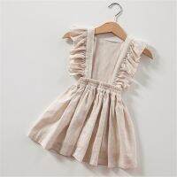 1-7T Toddler Kids Baby Girl Clothes Summer Ruffles Plain Sundress Elegant Cotton Cute Princess Casual Dress Outfits  by Hs2023