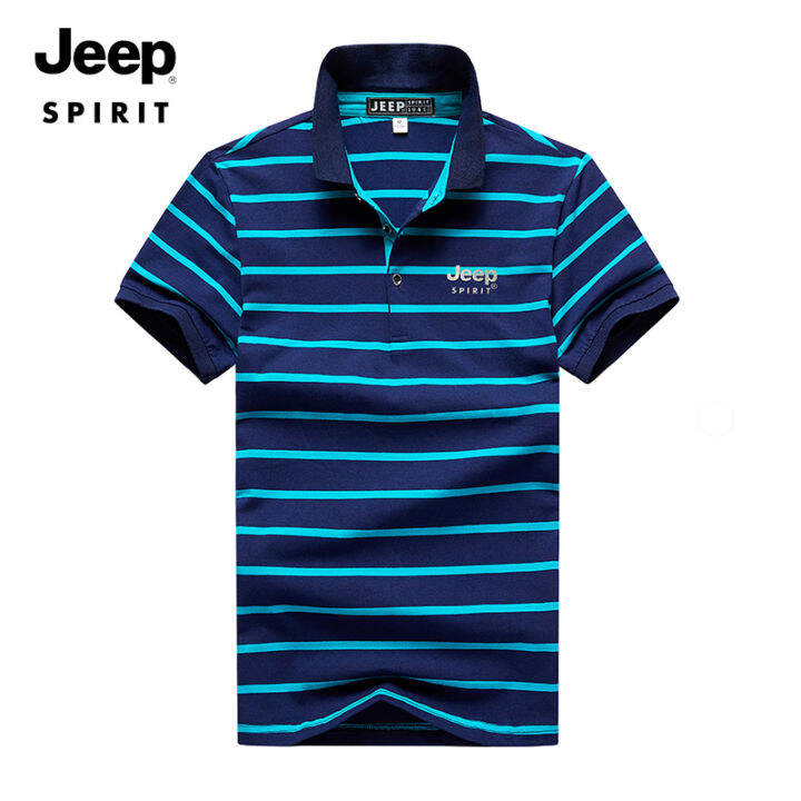 jeep-spirit-mens-short-sleeve-t-shirt-polo-shirt-casual-fashion-striped-cotton-thin-business