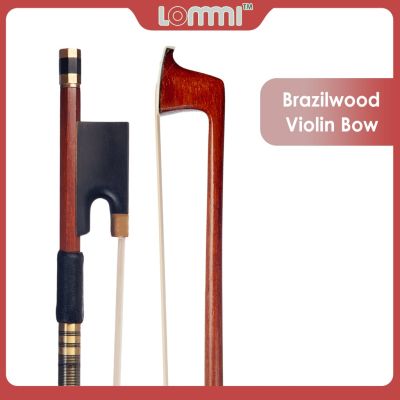 ：《》{“】= LOMMI Violin Bow 4/4 Superior Brazilwood Ebony Frog White Horse Hair Well Balanced Handmade Intermediate Users Students Bow