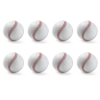 8PCS Soft Leather Cork Center Baseball Ball Handmade White Safety Kid Soft Base Balls White Standard Practice