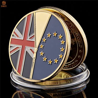 คอลเลกชันเหรียญที่ระลึกจำลองสีชุบทองอิสระพร้อมแคปซูลป้องกันการโหวตแห่งชาติ Brexit 23 2016สหราชอาณาจักรยอดนิยม