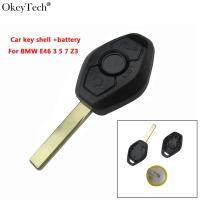 Okeytech 3 Buttons Remote Key Case For BMW 3 5 7 SERIES Z4 X3 X5 M5 325i E38 E39 E46 High Quality Full Repair Kit With Battery