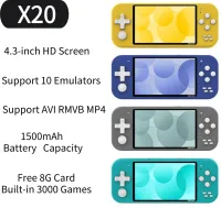 X20mini 4.3 Inch Video Game Console Portable Built-In 3000 Games Handheld Retro Video Gaming Console For GBA/GB/GBC/MD/NES/FC