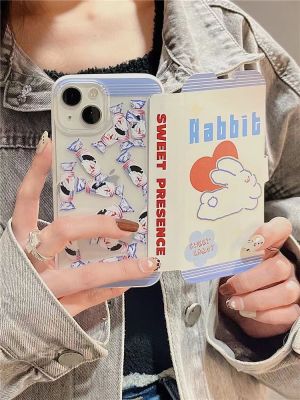 ฝาพับด้านบน iphone เชลล์ Flip cover แม่เหล็กดูด big white rabbit toffee iPhone14promax apple 13 mobile phone case 1412 all inclusive 11 women