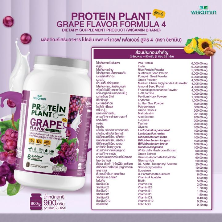 protein-plant-โปรตีนแพลนท์-สูตร-4-รสองุ่น-ขนาด-2-ปอนด์-2lbs-900-กรัม-กระปุก-โปรตีนจากพืช-5-ชนิด-ออแกรนิก-ปลอด-gmo-มีโพรไบโอติกส์-6-สายพันธุ์