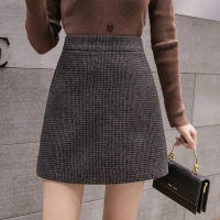 Xfhh New Fashion Plaid A-Line Mini Skirt Women Autumn Winter High Waist Woolen Skirt Female Casual All-match Basic Short Skirt