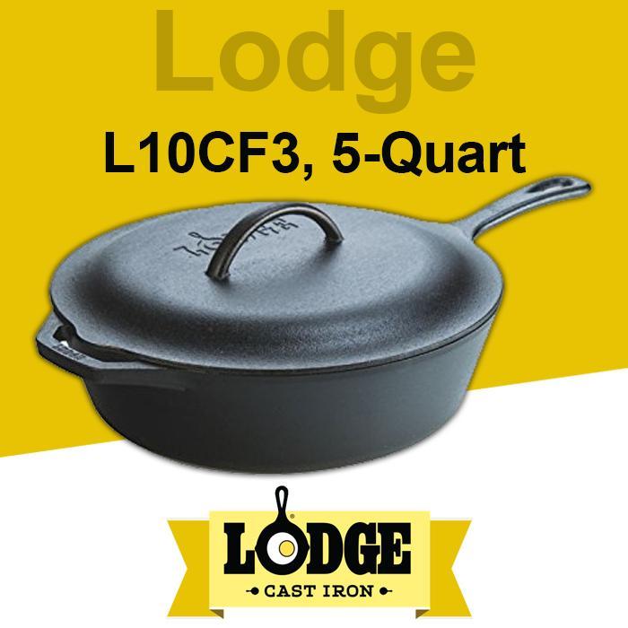 Lodge L10CF3 5 Qt. Pre-Seasoned Cast Iron Deep Skillet with Cover