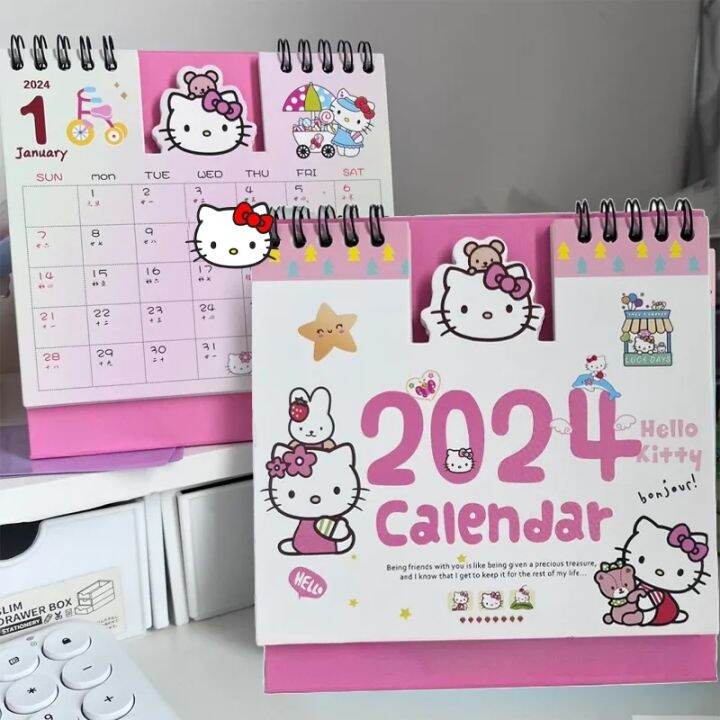 Sanrio Hello Kitty Calendars 2024 Mini Desk Calendar Cartoon Daily