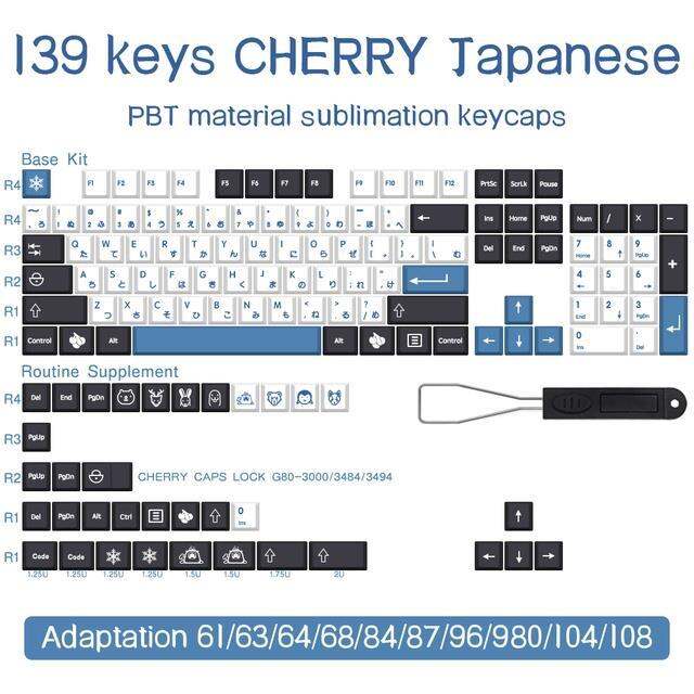 arctic-keycaps-cherry-profile-139keys-pbt-คีย์บอร์ดเชิงกล-61-68-71-84-87-100