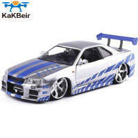 1:24 Nissan Skyline GTR R34 Diecasts &amp; Toy Vehicles Alloy Metal Car Model High Simulation Collectible Toys Gift Z49