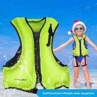 PVC Buoyancy Survival Suit With Blow Valve Inflatable Buoyancy Vest น้ำหนักเบาปลอดภัยปรับ Webbing สำหรับว่ายน้ำตกปลาทะเล