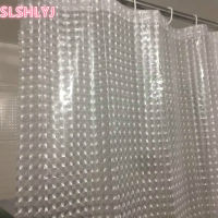 Metal eyePlastic PEVA 3D Waterproof Shower Curtain Transparent White Clear Bathroom Curtain Luxury Bath Curtain With 12pcs Hooks