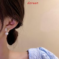 [COD]Doreen ต่างหูมุก หรูหรา วินเทจ เข็มเงิน สัตว์ หงส์ พลอยเทียม ต่างหูผู้หญิง