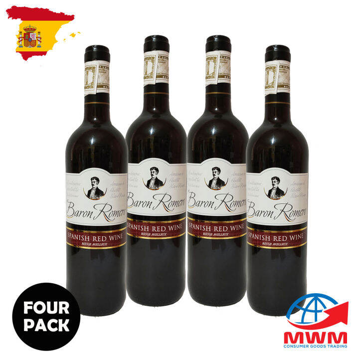 RED WINE IMPORTED BARON ROMERO SPANISH RED WINE 10.5 VOL 750ML FOUR