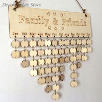 【jw】№✻  Fashion Wood Calendar Printed Wall Sign Dates Reminder Board Hanging Gifts