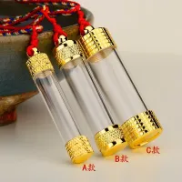 Buddhist transparent gawu box Rune tube men and womens vase pendant lovers can open and store relic manna pills 6SQ4