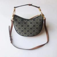 Tory BurchˉLady‘s 2023 Counter Latest T Monogram Series Mini Jacquard Crescent Bag Handbag Shoulder Bag Crossbody Bag