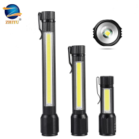 New LED Flashlight Strong Light Zoom escopic Dimming COB Side Light Portable Home Outdoor USB Charging Multi-function Torch