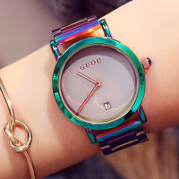 New GUOU Wrist Watches Fashion Colorful Stainelss Steel Watch Women Watches Luxury Womens Watches Clock Saat Relogio Feminino