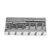 Znic Alloy 6 String Bass Bridge 102.5x54MM Fixed Bass 16x5MM Bridge Bottom Through String Heavy Loaded Chrome