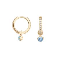 European and American Fashion Circel Earring 925 Sterling Silver INS Simple Versatile Sea Blue Color Zircon Hoop Earrings