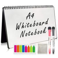 A4 Size Whiteboard Notebook Dry Erase Board reusable Notebook Meeting Notebook White Board with Pen Presentation Supplies Note Books Pads
