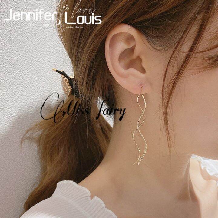 JENL 14K Gold Plated Minimalist Long Dangling tictac Earrings For Women