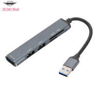 ZCMJ ตัวต่อขยายยูเอสบีฮับยูเอสบีแยกตัวแปลงแบบหลายพอร์ต1 USB 3.0 2 2.0 USB พร้อมการ์ดรีดเดอร์ SD TF สำหรับโน็คบุคตั้งโต๊ะชิ้น