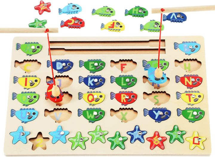Zomiboo Magnetic Wooden Fishing Game Toy untuk Kanak-Kanak, Alphabet Ikan  Menangkap Mengira Permainan Teka-Teki dengan Nombor dan Surat Abc  Pembelajaran Mainan Prasekolah Mainan Pendidikan untuk Boys Girls