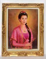 ภาพพระพีนางสุพรรณกัลยาณี พร้อมกรอบหลุยส์ทอง ขนาดรวมกรอบ21x26นิ้ว ภาพเคลือบฟีล์มลามิเนตอย่างดี