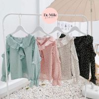 ลดพิเศษ 50% ( พร้อมส่ง )    เสื้อแขนยาวลายดอกไม้ลุคคุณหนู ใส่ทำงานได้ดูน่ารักแบบใจฟู