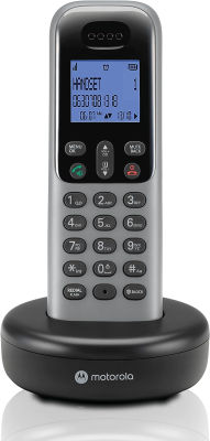 Motorola Voice T601 Cordless Phone System w/Digital Handset, Speakerphone, and Call Block - Dark Grey Without Answering Machine 1 Handset