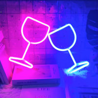 LED Neon Signs Wine Glass Lights Wine Glass Shaped Neon Lights Club Home Bar Wedding Birthday Party Wall Art Decor Neon Lamp