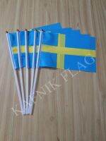 KAFNIK 5pcs Sweden Hand Flag National Hand Flag 14*21cm freeshipping Bar  Wine Tools