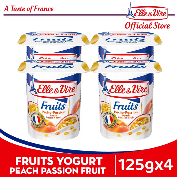 ELLE & VIRE FRUITS YOGURT PEACH PASSION FRUIT 125GX4 Lazada PH