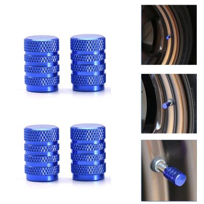 4Pcs Car Blue Wheel Tire Tyre Valve Stems Air Dust Cover Screw Caps Vehicle Accessories