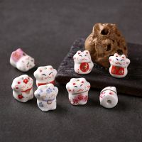 10pcs/lot Animal Ceramic Beads Colorful Handmade Porcelain Lucky Cat DIY Beads For Craft Bracelet Jewelry Making Beads